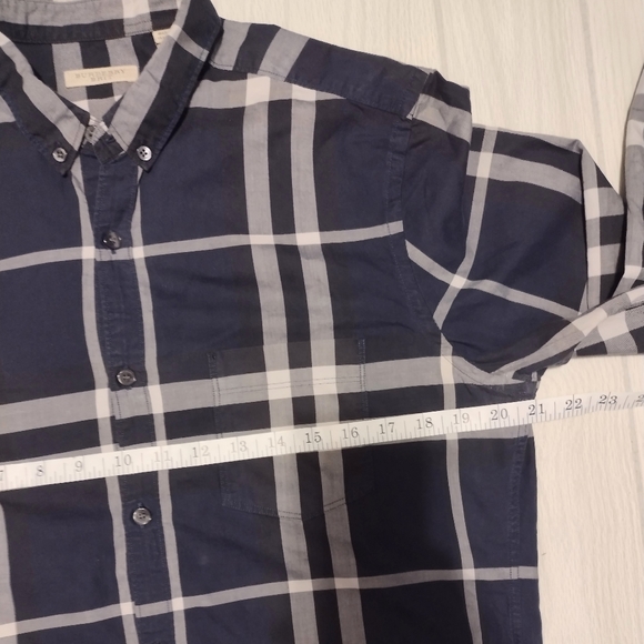 Burberry Brit Blue Nova Check Plaid Long Sleeve Button Down men's Shirt Sz M - Picture 3 of 6